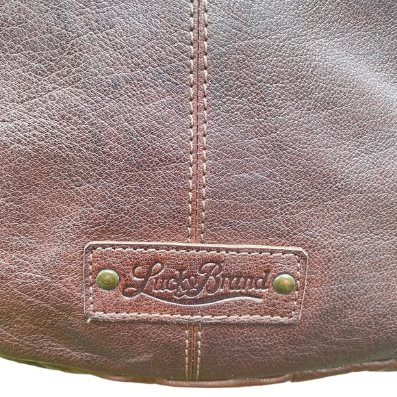 Lucky Brand | Brandy & Chocolate Piece Train Leather Shoulder Bag - Picture 8 of 11